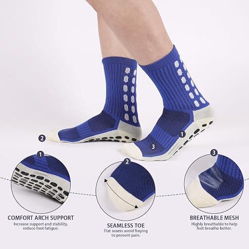 Barrlves 6 Pairs Grip Soccer Socks Colorful Non Slip Sports Football Basketball Hospital Yoga Socks for Men Women thumbnail 3