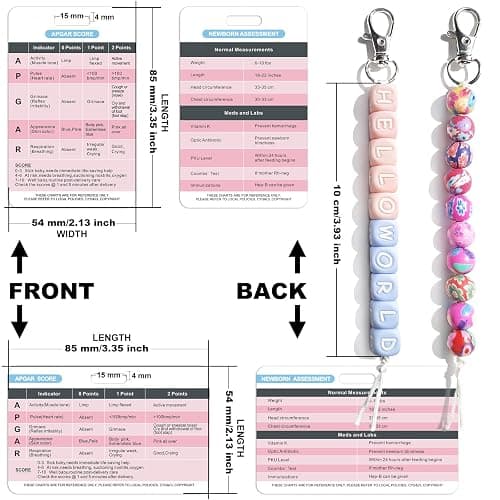 APGAR Score Reference Card with Cervical Dilation Beads for Nurse Badge Reel Accessories, Newborn Assessment Card & Dilation Beads Labor and Delivery for L&D Nurse Badge Reel, Nursing School Supplies thumbnail 2