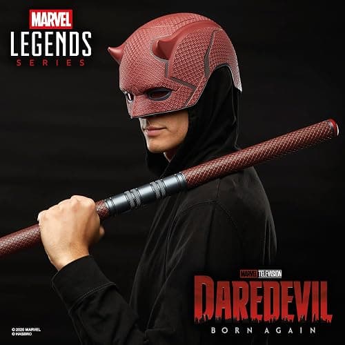 Marvel Legends Series Daredevil: Born Again Premium Roleplay Mask and Billy Club, Red | Marvel Legends Gears Daredevil Born Again Life Size Prop Replica - Daredevil Mask and Billy Club thumbnail 7