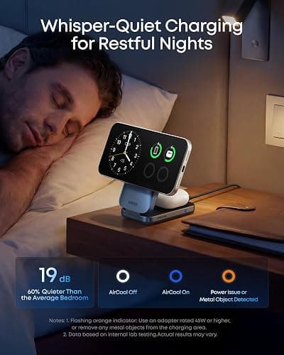 Anker Prime 25W Qi2.2-Certified Palm-Sized 3-in-1 Foldable MagSafe Charger | Travel-Ready Charging Station, AirCool Wireless Charger for iPhone 17, Apple Watch, AirPods (Adapter Included, Non-Battery) thumbnail 5