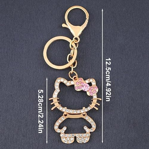 CPJJ 1pcs Kitty porte clef enfant, Or, Cadeaux pour les enfants, les amis et les camarades de classe thumbnail 2