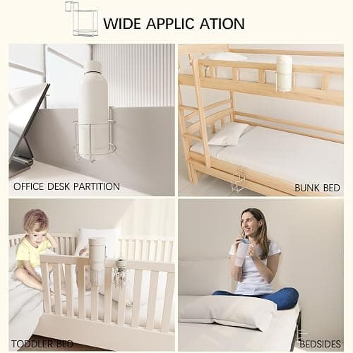 Cup Holder for Bed (Diameter: 3.3IN) Drink Holder Water Bottle/Glass Organizer for Wood Dorm Room Bunk Bed Crib, Metal Toddle Bed,Loft Bedside, Headbed, Car,Office Desk Partition thumbnail 7