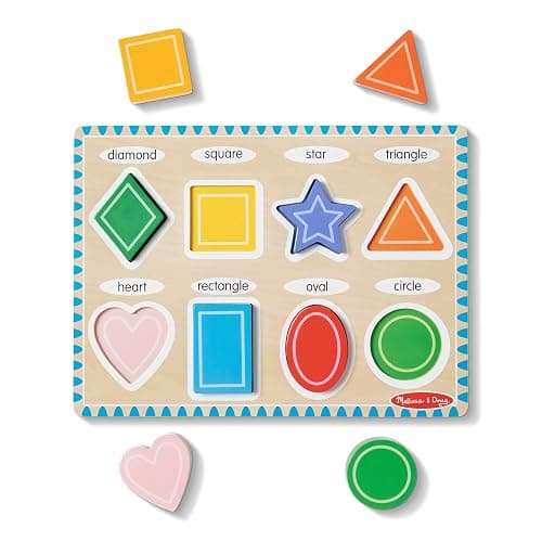 Melissa & Doug Shapes Wooden Chunky Puzzle (8 pcs) Color Matching Shape Sorter Toys for Toddlers Ages 2+ - FSC Certified thumbnail 6