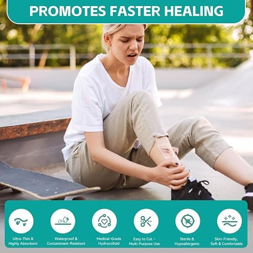 New Version Hydrocolloid Roll,2in*16ft Hydrocolloid Bandages for Wound Care,Medical-Grade Hydrocolloid Patch Bandages with Self-Adhesive, Flexible & Waterproof DIY Size & Shape (16FT) thumbnail 3
