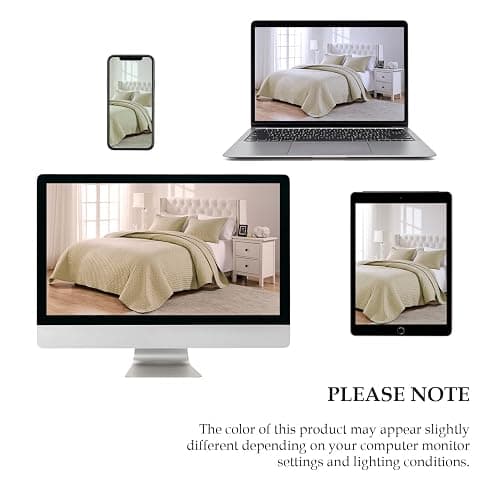 Greenland Home Antique Rose Jumbo Oversized 100% Cotton Bedding Set, Bedspread 110 W x 118 L with 2 Shams 20 W x 26 L Each, Queen (3 Piece), Ecru thumbnail 11