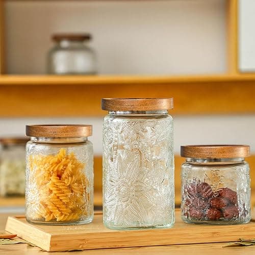 Adodeen Glass Storage Containers With Lids, Glass Jars With Lids, 32OZ | Airtight Glass Food Storage Containers, Kitchen Canisters For Sugar, Coffee, Tea, Spice, Flour, Candy, Pasta, Cereal thumbnail 2