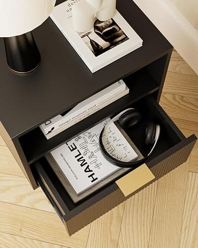 Aienvey Night Stand, Modern Nightstand with Drawers, Bedside Table, Gold Small Side Table for Bedroom, Living Room End Table (1 Drawer, Black Stripe) - Black Stripe - 1 Drawer thumbnail 8