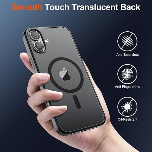 SUPFINE Magnetic for iPhone 17 Case (Compatible with MagSafe)(Military Grade Drop Protection) Translucent Matte Shockproof with Anti-Fingerprint Phone Cover,Black thumbnail 6