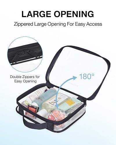 BAGSMART Clear Toiletry Bag, TSA Approved Travel Toiletry Bag Carry On Travel Accessories Bag Airport Airline Quart Size Bags water-resistant Makeup Bag for Women thumbnail 3