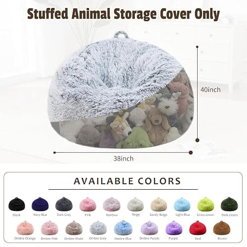 Comfy Soft Bean Bag Chair Cover for Teens Adults Boys, Living Room Furniture No Filler Cover Only, Stuffed Animal Bean Bag Chair with Side Pocket Anti-Slip Bottom thumbnail 2