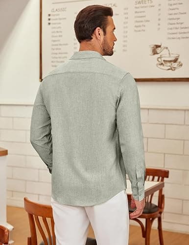 COOFANDY Men's Long Sleeve Button Down Shirts Casual Untucked Shirt Regular Fit Dress Shirt thumbnail 3