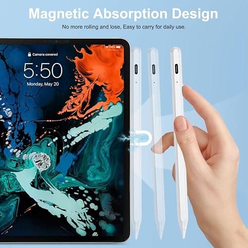 Stylus Pen for iPad Apple: Fast Charge for iPad Pencil Apple Pen with Palm Rejection Tilt Sensitivity - Pen for iPad 10/9/8/7/6, iPad Pro 12.9"/11"/13" M4, iPad Mini 6/5, iPad Air 5/4/3/11"-13" M2 - White thumbnail 6