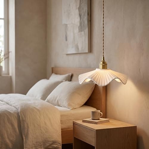 NICRX Kreative weiße Keramik-Pendelleuchte, Esszimmer-Hängelampe, Schlafzimmer-Nachtbar-Hängelampe, Wohnzimmer-Pendellampe thumbnail 5