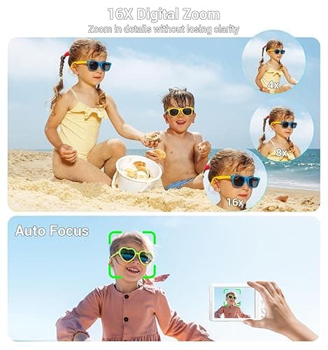 Digital Camera, FHD 4K 44MP Compact Point and Shoot Cameras with 64GB SD Card 2 Batteries, 16X Autofocus Digital Zoom Small Camera for Teens Kids Boys Girls (White) thumbnail 6