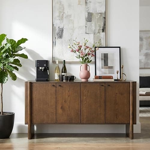 CIMOTA Brown Sideboard Buffet Cabinet with Storage, Entryway Accent Cabinet Modern Farmhouse Buffet Coffee Bar Station, Wooden Media Console Table Credenza for Living Room Kitchen Hallway thumbnail 8