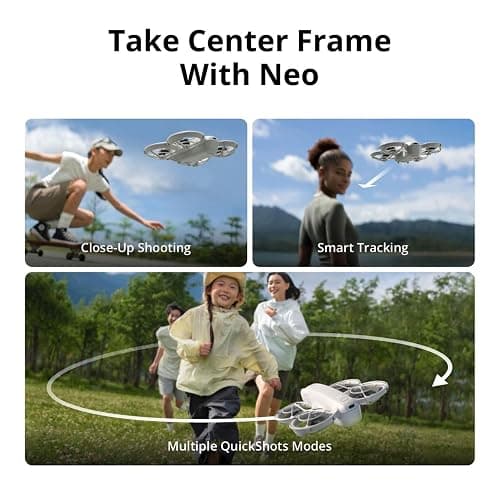 DJI Neo, Mini Drone with 4K UHD Camera for Adults, 135g Self Flying Drone that Follows You, Palm Takeoff, Subject Tracking, QuickShots, Stabilized Video, Built-In Propeller Guard (Controller-Free) thumbnail 4