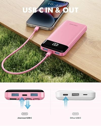 Charmast Power Bank with Built in 4 Cables, 10000mAh Portable Charger | Charges 6 devices at once,Dual voltage,Digital display,Smart protect,Flight-approved, Travel pouch+36-month support thumbnail 8