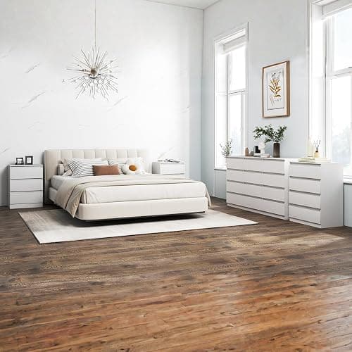 White Nightstand with 3 Drawers,Modern Tall Bedside Table with Storage for Bedroom,End Side Table with No-Handle Design for Living Room thumbnail 8