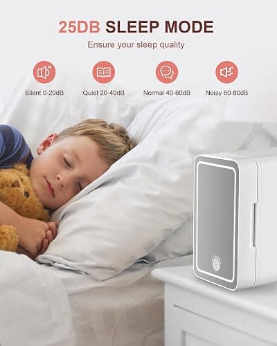 CUTIEWORLD Skincare Fridge with Dimmable LED Light Mirror, 4L Mini Fridge For Desktop, Travel or Cool & Heat, Makeup Fridge for Cosmetics, Skin Care and Food, White thumbnail 6