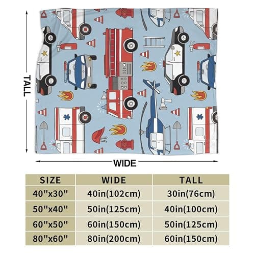 Cartoon Emergency Car Flannel Throw Blanket for Kids Boys Baby Toddler Teens Gifts Soft Warm Bedroom Throws for Home Couch Room Sofa Office Travel Camping Dorm Decor 50x40 Inch thumbnail 3