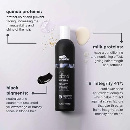 milk_shake Icy Blond Shampoo Award Winning Shampoo with Black Pigment to Cool Brassy Tones and Enhance Platinum Blonde Hair Ideal for Maintaining Icy, Ash-Toned Color thumbnail 3