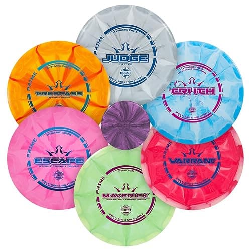 Dynamic Discs Prime Burst 6 Disc Golf Set | Includes 1x Putter, 2X Midrange, 2X Fairway, 1x Driver + Mini Marker | Disc Golf Accessories for Beginners | 170-176g | Beginner Pack for Amateurs - Image 1