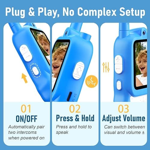 Lapare Video Walkie Talkies for Kids, 2 Pack Rechargeable Walkie Talkies with HD Color Screen, Real-time Video, Outdoor Camping Toys & Birthday Gifts for Boys Age 3-8 thumbnail 6