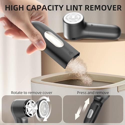 Buywoo Fabric Shaver, Electric Lint Remover, Rechargeable Lint Shaver, Household Essentials for Clothes, Upholstery, Furniture, Sweater Defuzzer to Remove Pilling, Battery Operated, Black thumbnail 7