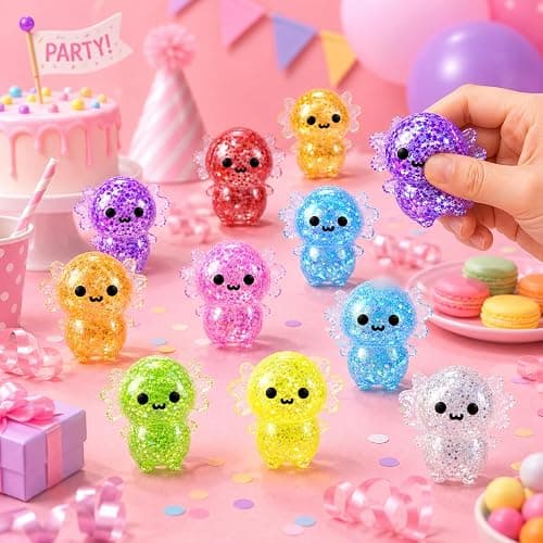 12PCS Axolotl Squishy Toy for Kids,Cute Bulk Axolotl Squishies Fidget Stress Ball Toys Squeeze Set for Kid Girls Boys Birthday Party Favors Gifts thumbnail 7