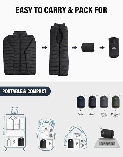 Pioneer Camp Mens Lightweight Packable Puffer Jacket Winter Insulated Puffy Coat Water Repellent Warm Quilted Jackets Travel thumbnail 6
