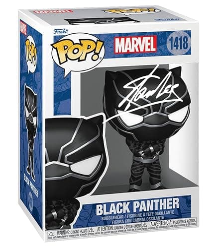 Stan Lee Black Panther #1418 Facsimile Signed Reprint Laser Autographed Funko POP! Movies Marvel Figurine with Protector Case - Image 1