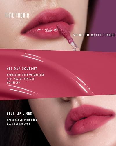 TIMEPHORIA Altera Blurring Lip Tint 002 Burst, True Red Glossy to Soft Matte Finish, Blur Lip Lines, Weightless No-Sticky Airy Velvet Texture, Vibrant Hydrating Long-Lasting Lip Makeup thumbnail 7