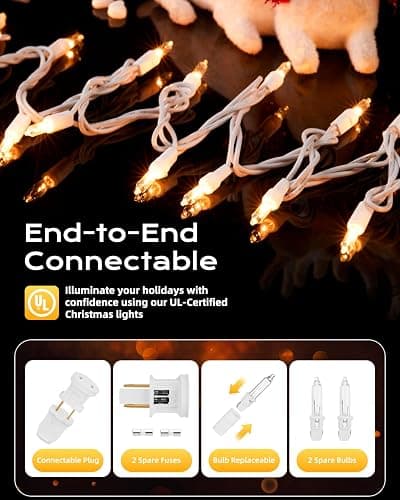 Brightown Clear Christmas String Lights, 3 Pack Each 100-Count 25ft Incandescent Bulb Mini Lights for Indoor Holiday Decor, Christmas Tree Garland Wedding Party Festival Decoration, White Wire thumbnail 3