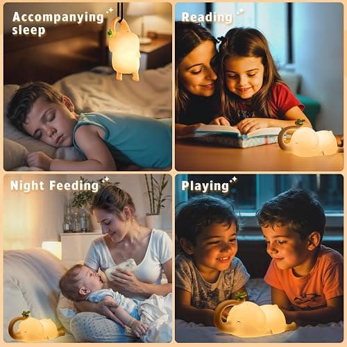MAGOHMT Silicone Elephant Night Light for Kids - 3-Level Dimmable & Rechargeable LED Lamp, Touch Control Soft Animal Light for Nursery, Baby Room Decor thumbnail 8