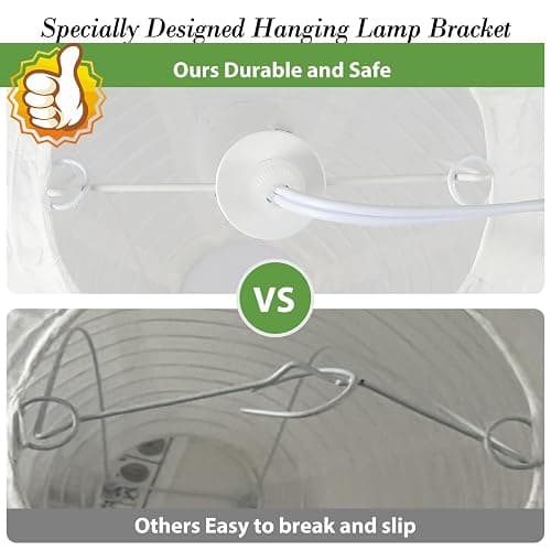 Fivemengo Paper Lantern Lamp Plug in Hanging Lamp, 20in White Rice Paper Pendant Light with 19.7FT Cord Large Globe Japanese Japandi Wabi Sabi Chandelier for Dining Living Room Bedroom Office 1 Pack thumbnail 4