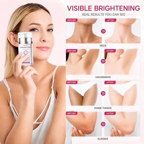 Skin Bleaching Cream with Vitamin C & Arbutin, Dark Spot Remover for Body Intimate Areas,Underarm, Knees, Elbows,Inner Thighs & Bikini Line,Gentle Whitening Moisturiser for Sensitive Skin, 1.7 FL OZ thumbnail 3