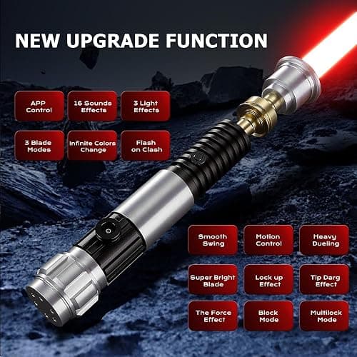 PKSTVB Upgrade App Control OBW Dueling Lightsaber, Smooth Swing 16 Sound Effects 3 Light Effects, 16 Colors and Infinite Change Metal Light Saber for Adults (RGB-OBW) thumbnail 3