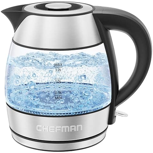 Chefman 1.2L Electric Tea Kettle with LED Lights, Automatic Shut Off, Removable Lid, Boil-Dry Protection, Hot Water Electric Kettle Water Boiler, Electric Kettles for Boiling Water - Image 1