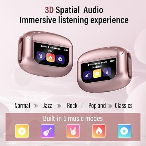 Wireless Earbuds, Bluetooth 5.4 Headphones with Multifunctional Touch Screen, 48H Bass Stereo Ear Buds with ANC/ENC Noise Cancelling/Transparency Mode, IPX7 Earphones with 5 EQ Modes, Rose Pink thumbnail 5
