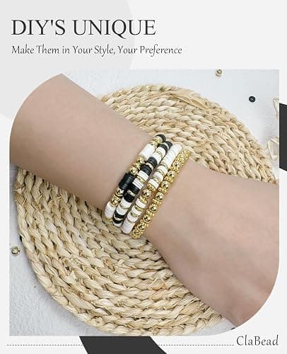 ClaBead Bracelet Making Kit for Boys 3200Pcs, Clay Beads Bracelet Kit with Gold Beads and Gold Flower, Swift Friendship Beads Bracelet Kit for Bracelets Making thumbnail 6