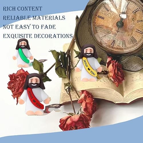 AKFAHOIF 100PCS Little Jesus Figures, Mini Jesus Figurines in Bulk, Multicolor Tiny Jesus Figures, Miniature Figurines to Hide and Seek Religious Gifts for Easter Egg Stuffers thumbnail 4