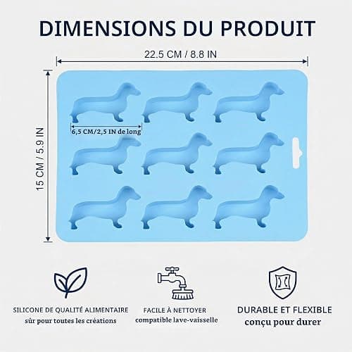 LAKPYN 1 Pièce Moule à glaçons en forme de chien - en Silicone - Teckel accessoire - Bleu thumbnail 5
