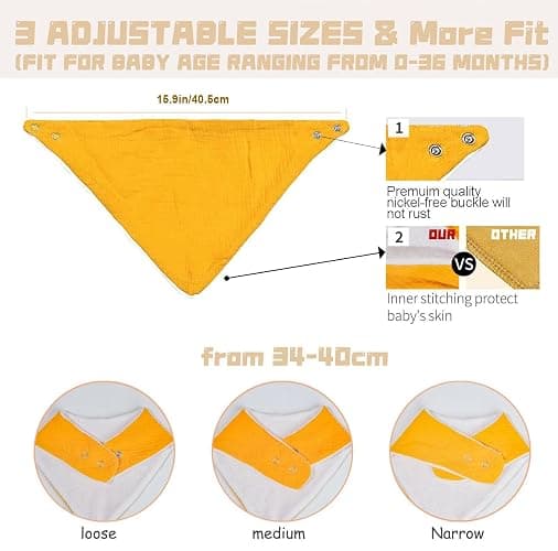 NISXABEBE Muslin Baby Bibs,Soft Triangular Baby Bandana Drool Bibs for Baby Boy Girl,Solid Colors Bib for Drooling Teething thumbnail 5