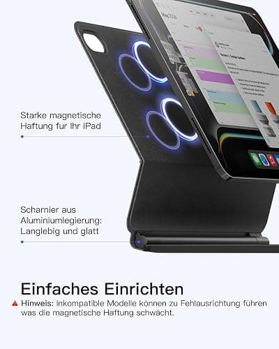 Inateck NeoMagic Magnetische Tastatur Hülle für iPad 10 Generation 10,9 Zoll,11 Generation 2025 A16 11 Zoll,Tastatur mit Touchpad, Freitragender Ständer, 7-Farbige Hintergrundbeleuchtung,KB09119 thumbnail 4