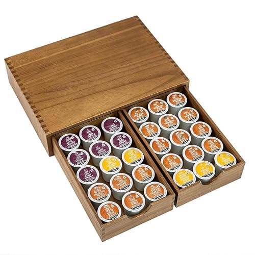 Wooden K Cup Organizer Coffee Pod Storage Box, Coffee Pods and Tea Organizer Holder, K Pod Drawer Coffee Maker Machine Stand, Organizador De Cafe, Kcup Drawer Organizer Under Brewer, 30 Pod Capacity thumbnail 3