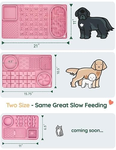 Evenco Slow Feeder Bowl for Dogs and Cats, Silicone Lick Mat & Snuffle Mat with Suction Cups - Interactive Puzzle Feeder, Slow Eating, Keep Busy and Reduce Vomiting (15.75" x 10.5" Pink) thumbnail 6