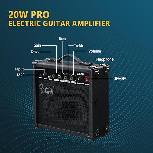 GLARRY 39" Full Size Electric Guitar Kit for Beginners, Starter Electric Guitar Set with 20W Amp & HSH Pickups, Model 170 (Turn Blue) thumbnail 8