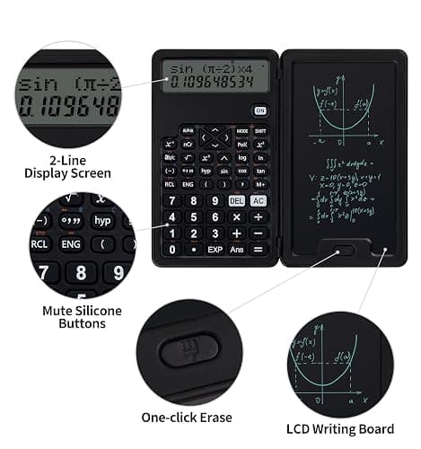 Scientific Calculators for Students, Office Desktop Calculators, 240 Computing Functions, Small Calculator with Notepad, Ideal for Middle High School Students and Teachers (Black) thumbnail 2