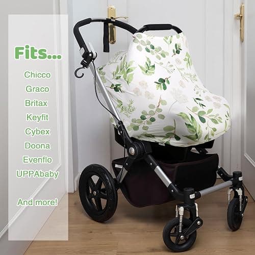 Nursing Cover Breastfeeding Scarf, Car Seat Covers for Babies Infant Carseat Canopy, Stretchy Soft Breathable Multi-Use Cover Ups for Stroller High Chair Shopping Cart, Baby Essentials for Summer thumbnail 6