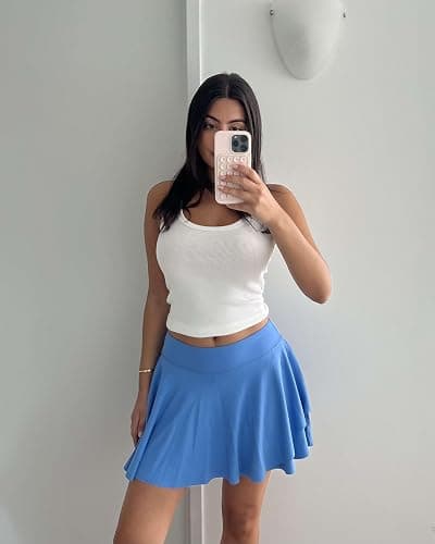 Real Essentials 3 Pack: Women's 14" Layered Ruffle Flowy Tennis Golf Skorts Pockets Pleated Mini Skirt Athletic Liner Shorts thumbnail 6
